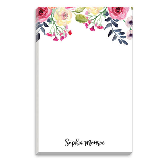 White Watercolor Top Roses Notepad